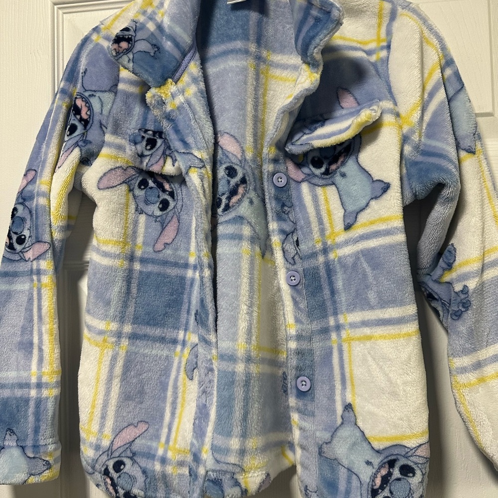 Disney Stitch Blue and Yellow Fleece Button up shirt